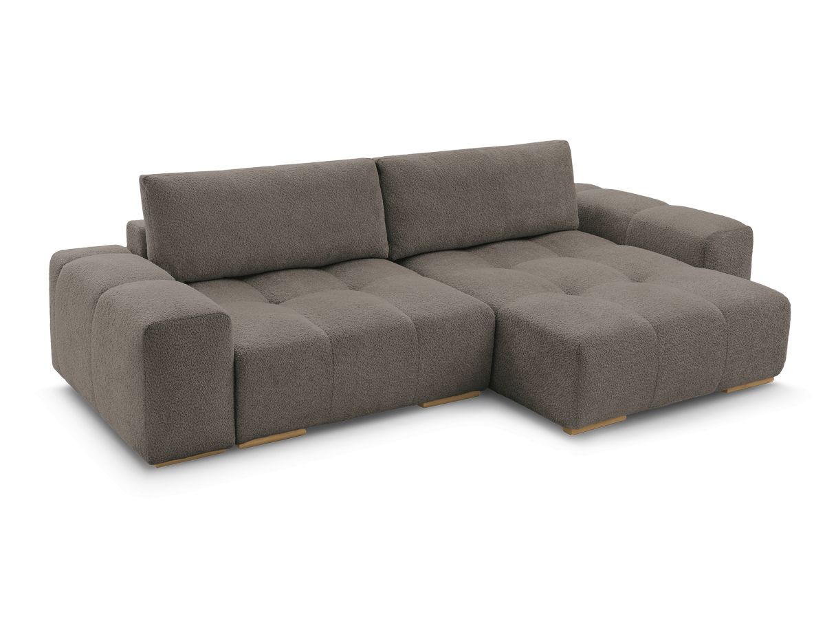 Canapé d'angle fixe EVEREST tissu chiné - Orange - Angle droit - 10 coussins