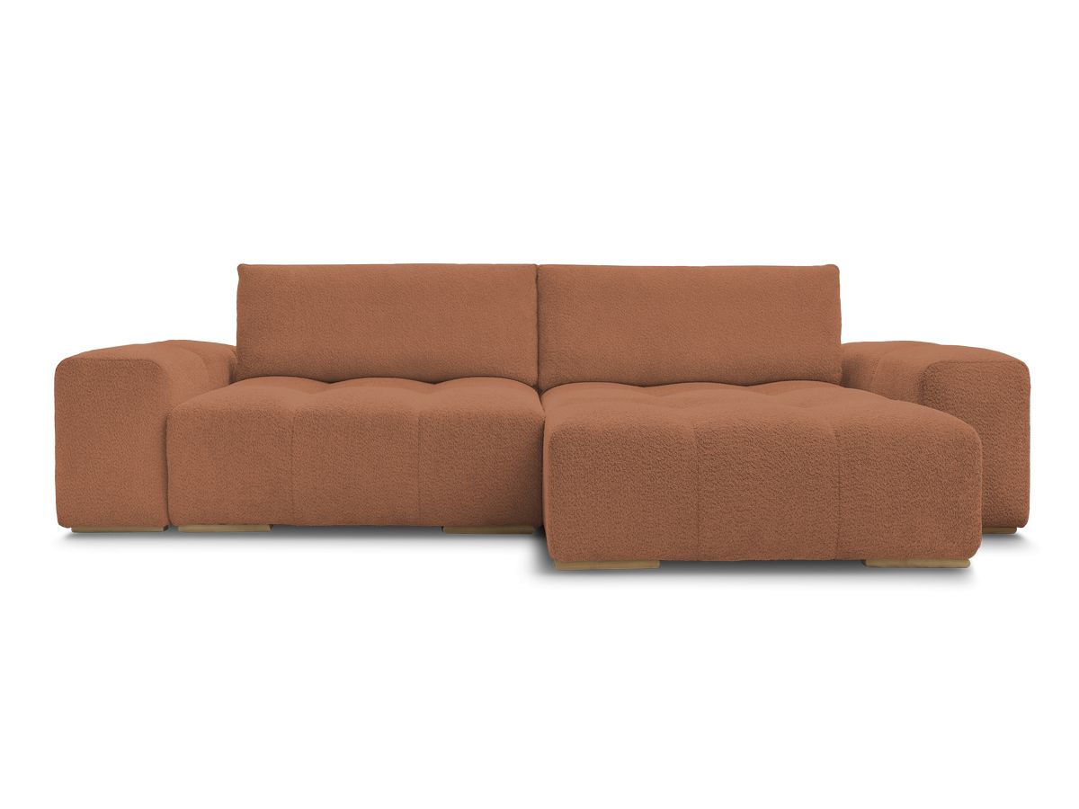 Canapé d'angle fixe EVEREST tissu chiné - Orange - Angle droit - 10 coussins