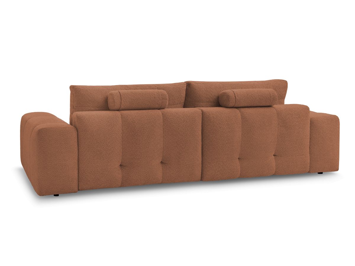 Canapé d'angle fixe EVEREST tissu chiné - Orange - Angle droit - 10 coussins