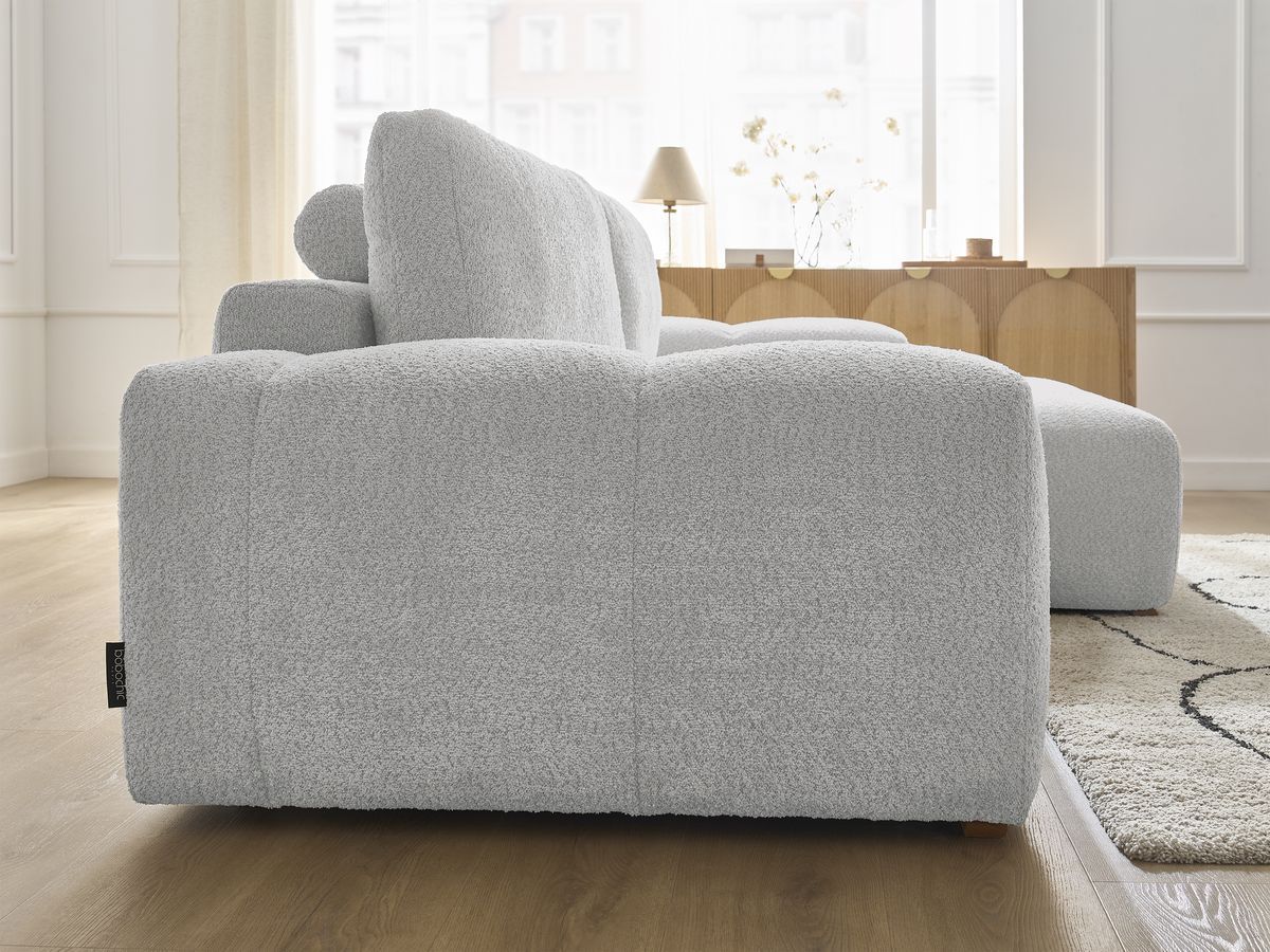 Canapé d'angle convertible réversible coffre ANAKIN tissu bouclette