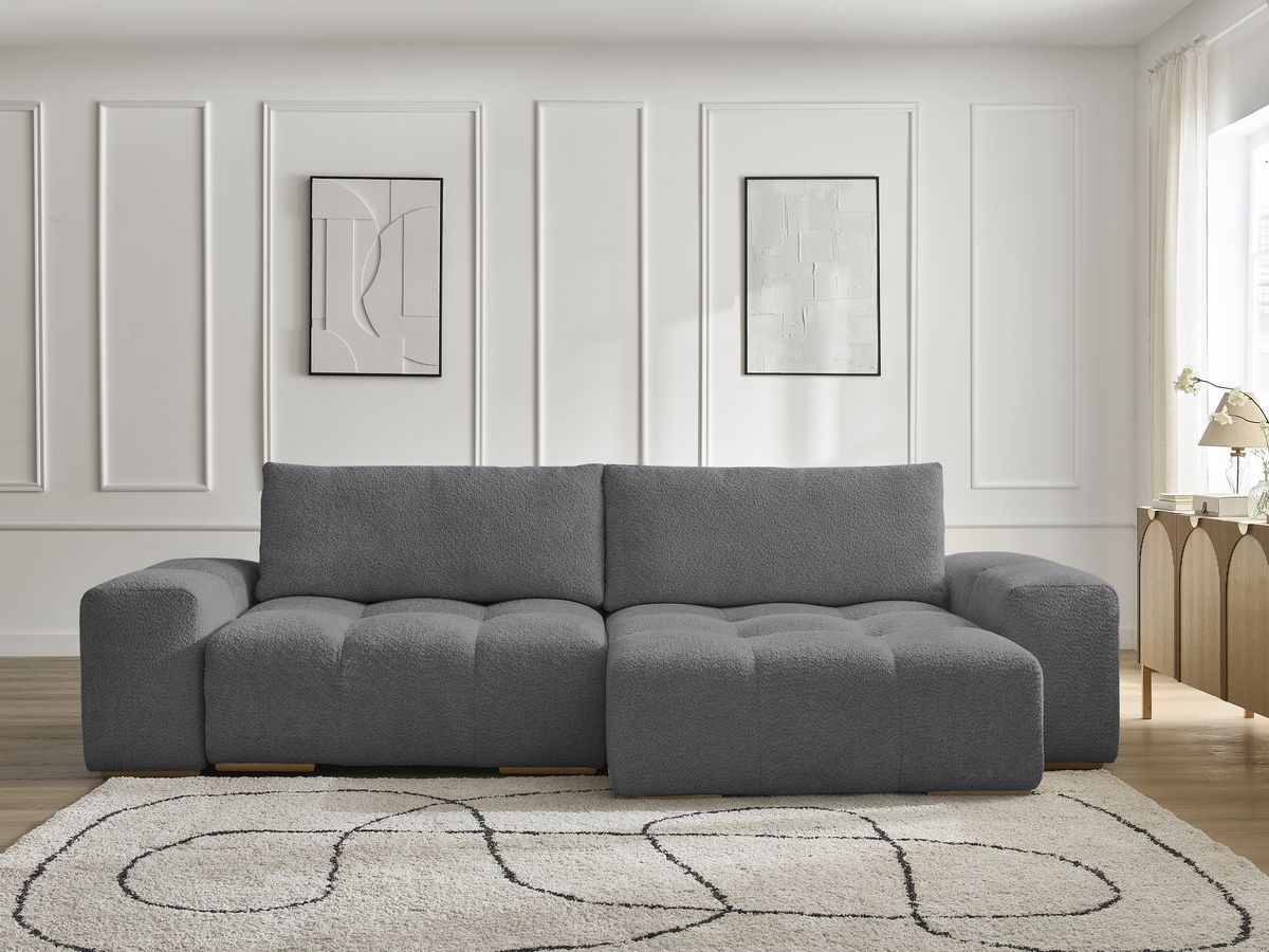 Canapé d'angle convertible réversible coffre ANAKIN bouclette gris foncé — vue 5