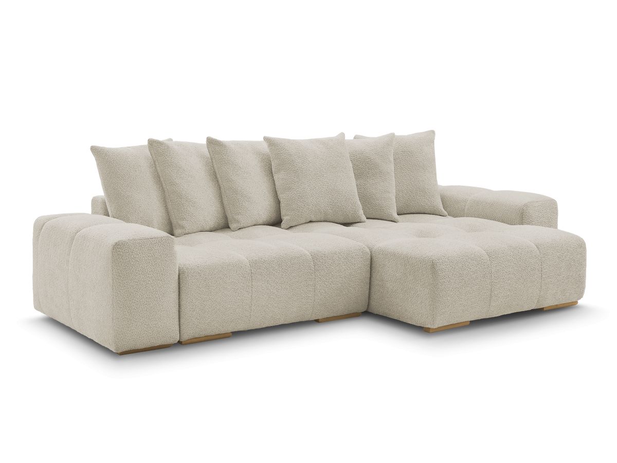 Canapé d'angle fixe EVEREST tissu chiné - Orange - Angle droit - 10 coussins