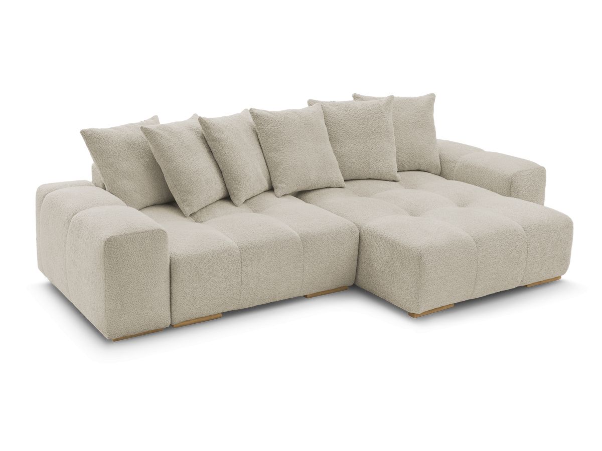 Canapé d'angle fixe EVEREST tissu chiné - Orange - Angle droit - 10 coussins