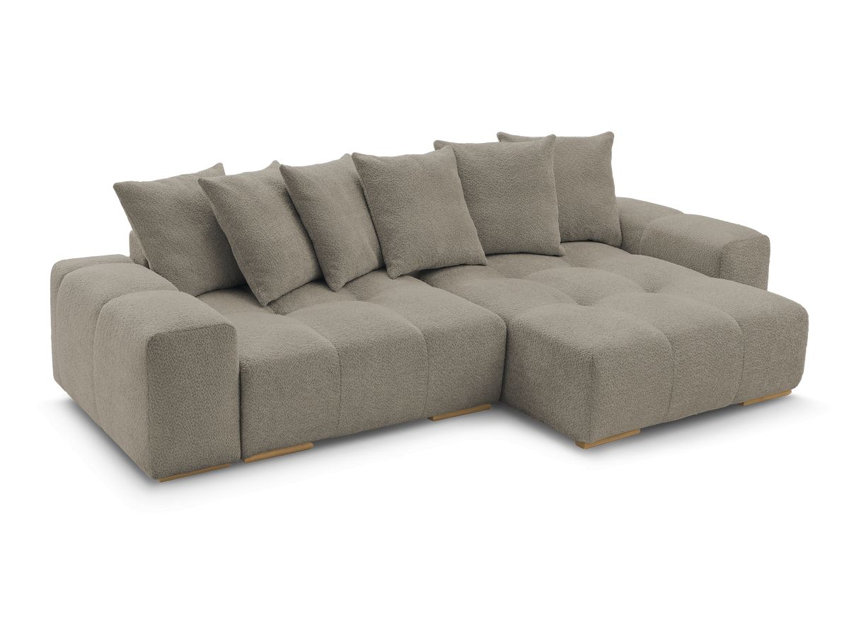Canapé d'angle fixe EVEREST tissu chiné - Orange - Angle droit - 10 coussins