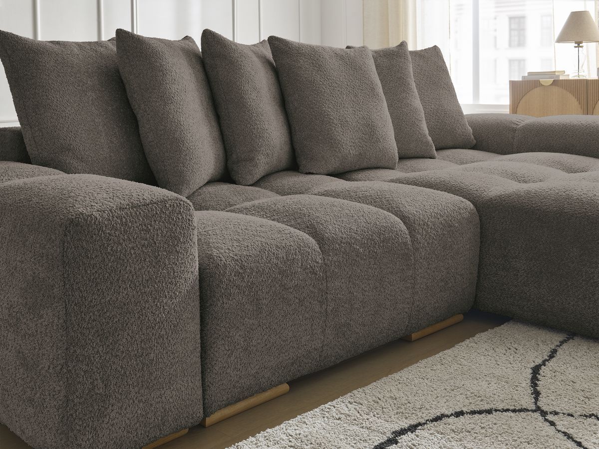 Canapé d'angle convertible réversible coffre ANAKIN tissu bouclette