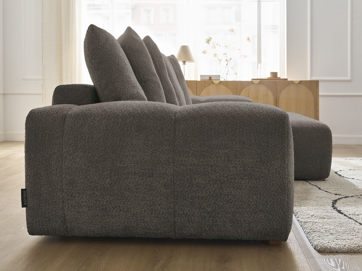 Canapé d'angle convertible réversible coffre ANAKIN tissu bouclette