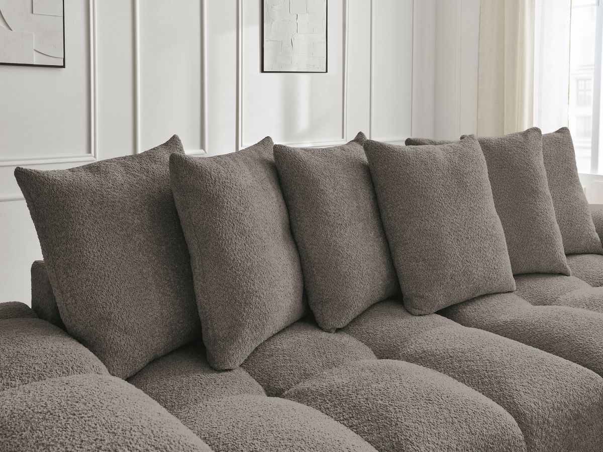 Canapé d'angle convertible réversible coffre ANAKIN tissu bouclette