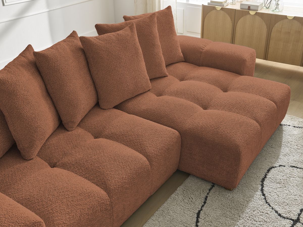 Canapé d'angle convertible réversible coffre ANAKIN tissu bouclette