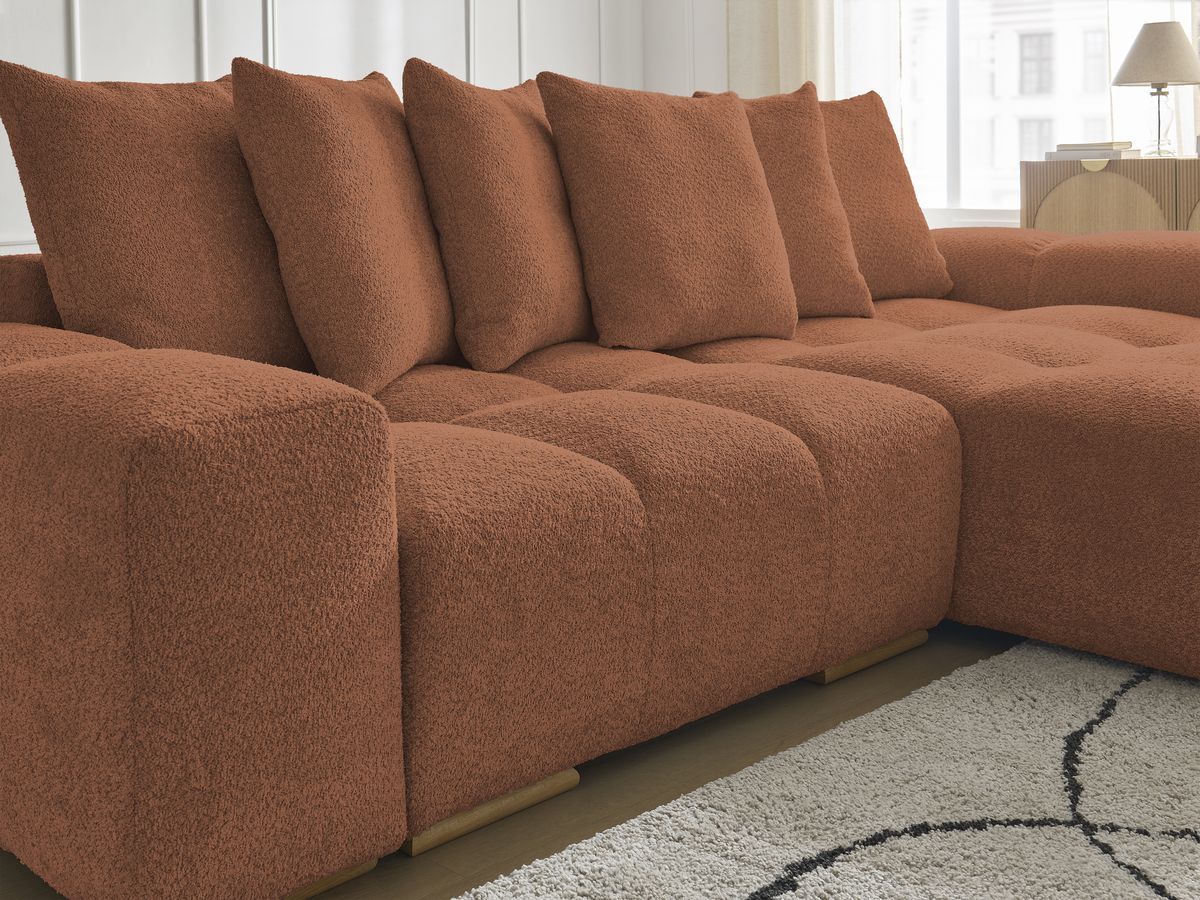 Canapé d'angle convertible réversible coffre ANAKIN tissu bouclette