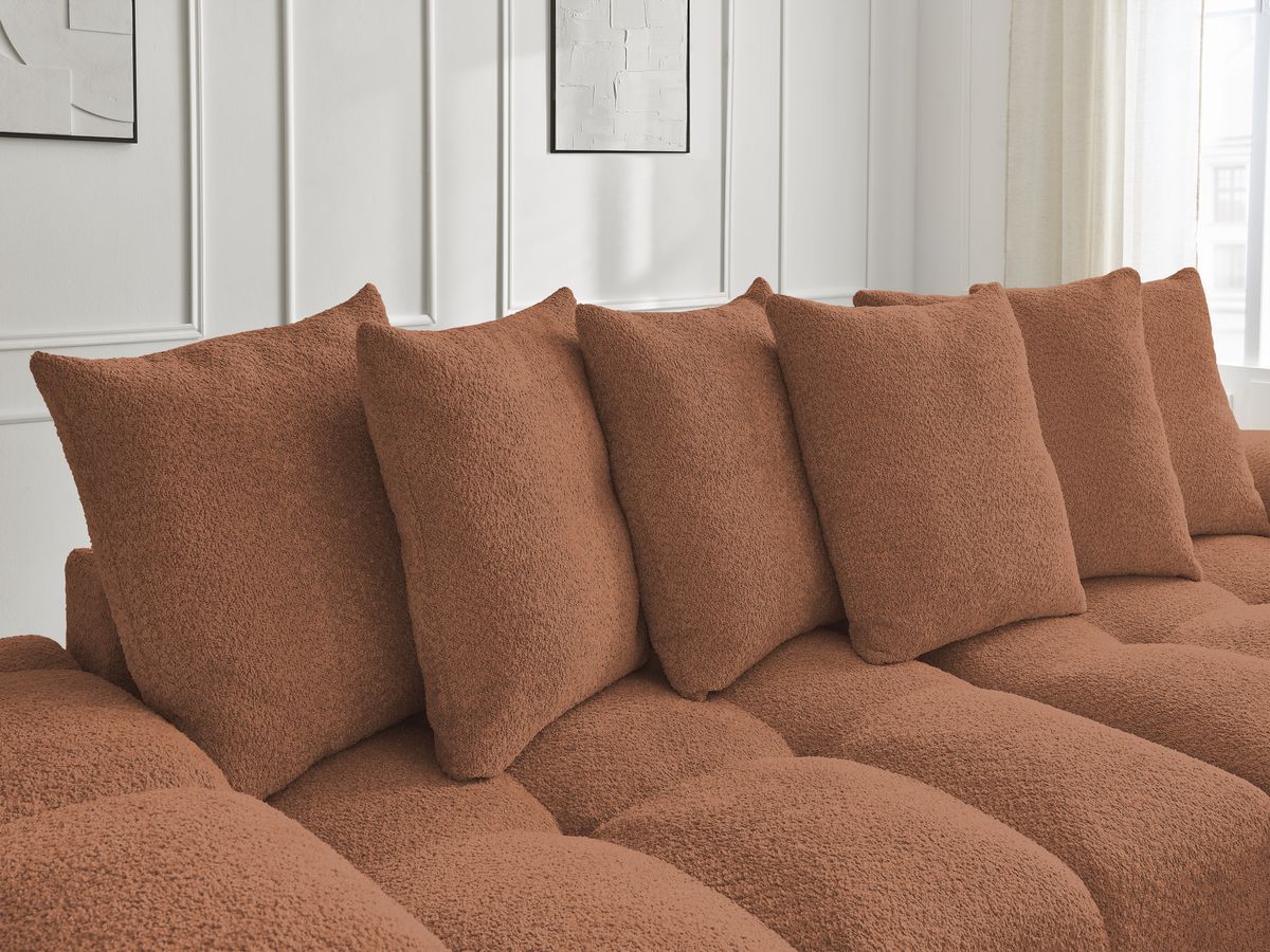 Canapé d'angle convertible réversible coffre ANAKIN tissu bouclette