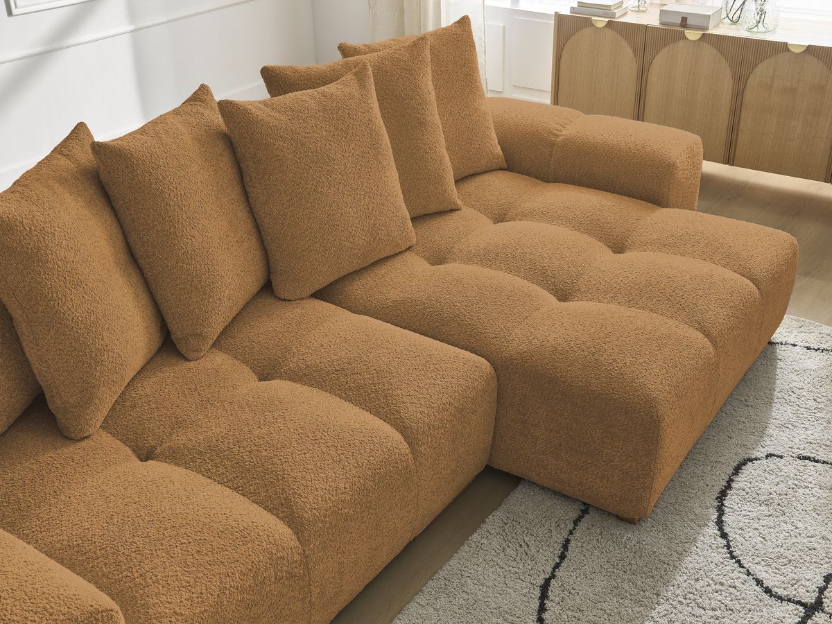 Canapé d'angle convertible réversible coffre ANAKIN tissu bouclette