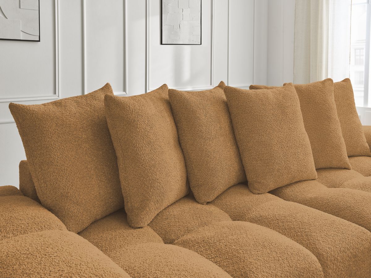 Canapé d'angle convertible réversible coffre ANAKIN tissu bouclette