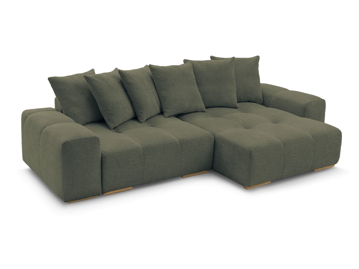 Canapé d'angle fixe EVEREST tissu chiné - Orange - Angle droit - 10 coussins