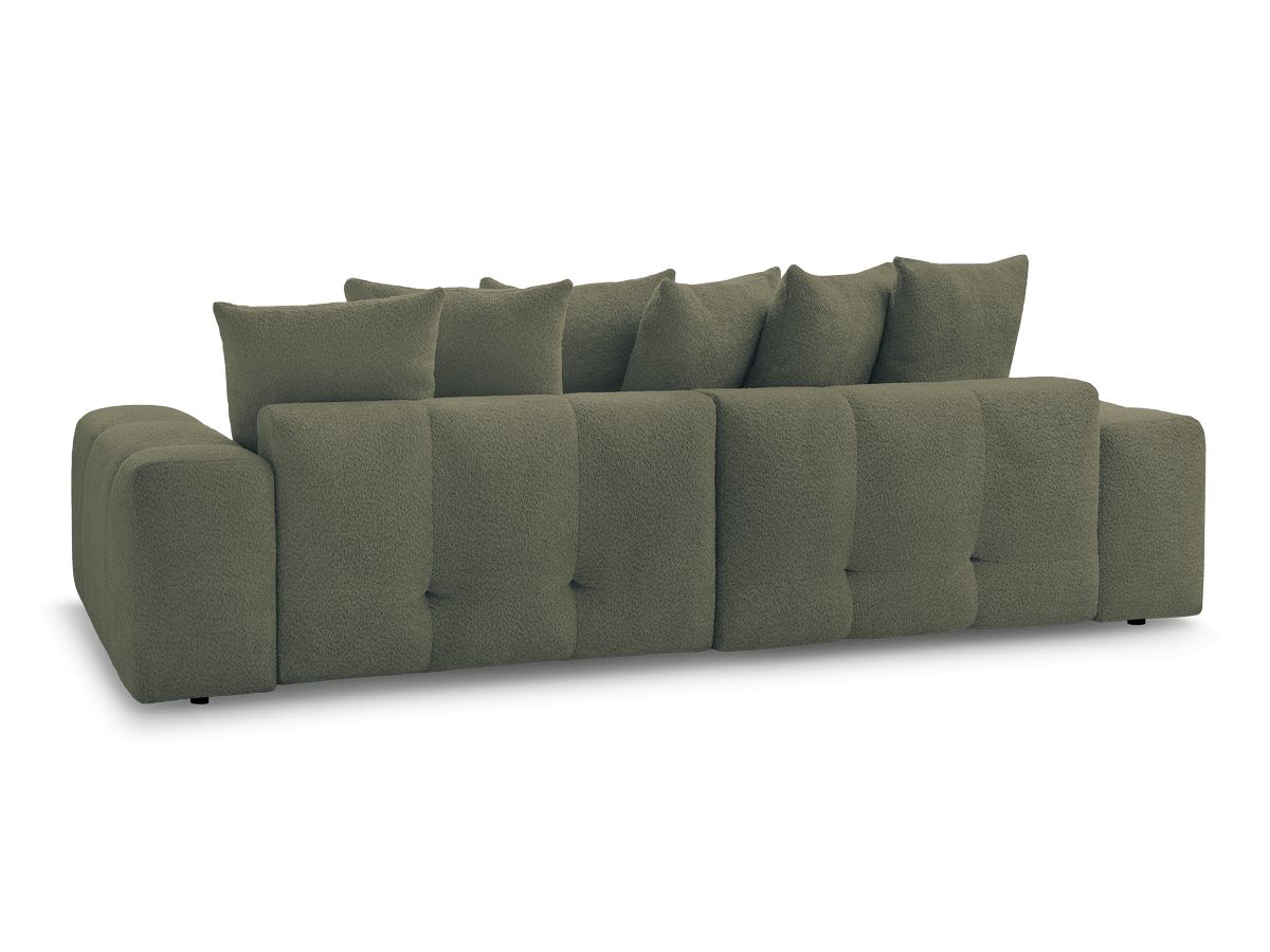 Canapé d'angle fixe EVEREST tissu chiné - Orange - Angle droit - 10 coussins