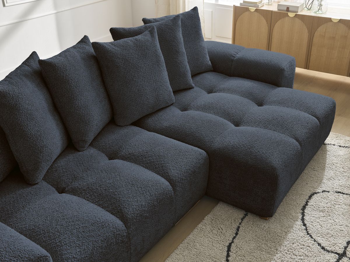 Canapé d'angle convertible réversible coffre ANAKIN tissu bouclette