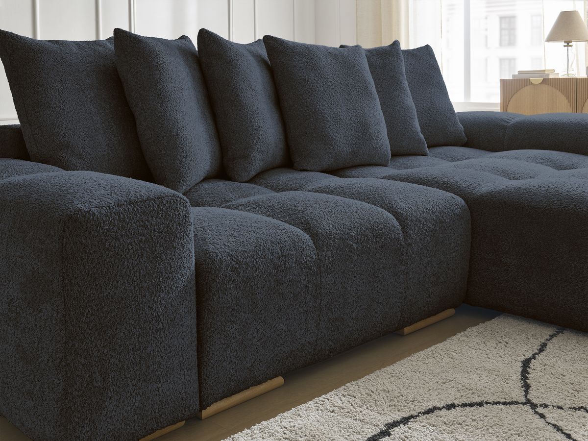 Canapé d'angle convertible réversible coffre ANAKIN tissu bouclette