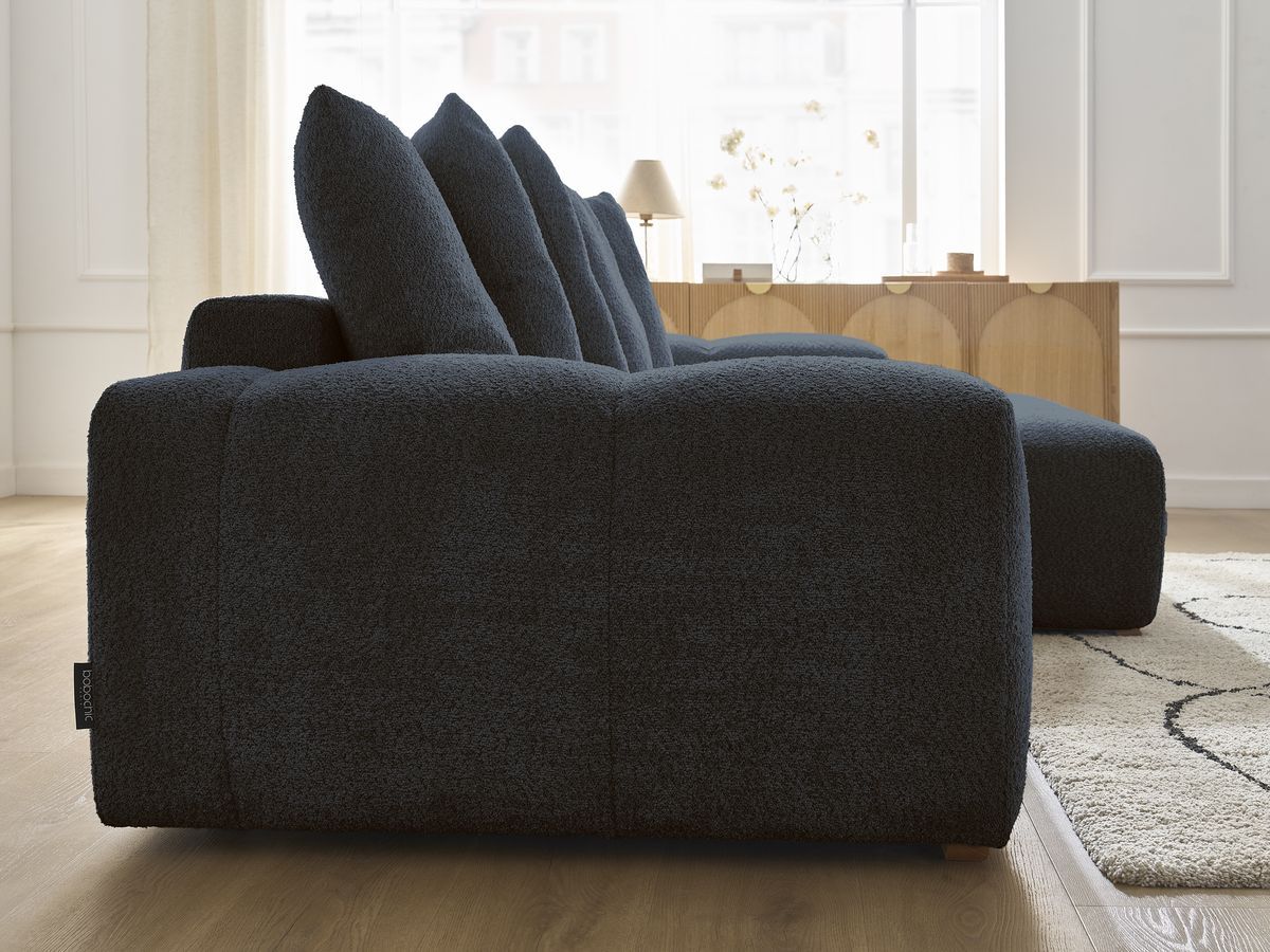 Canapé d'angle convertible réversible coffre ANAKIN tissu bouclette