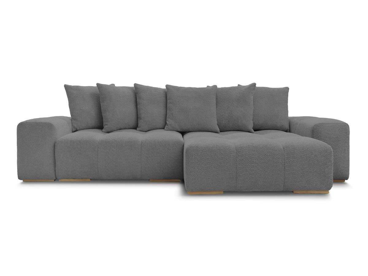 Canapé d'angle fixe EVEREST tissu chiné - Orange - Angle droit - 10 coussins