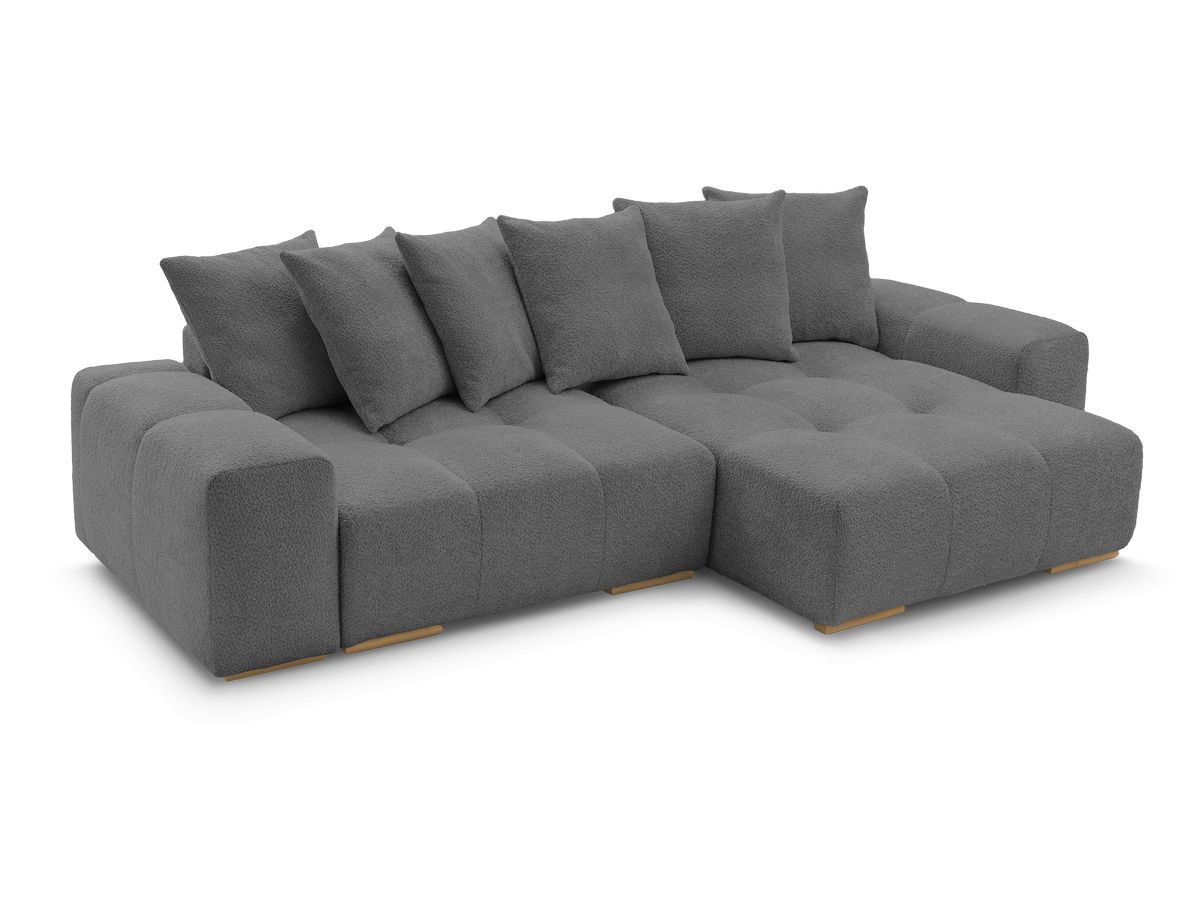 Canapé d'angle fixe EVEREST tissu chiné - Orange - Angle droit - 10 coussins