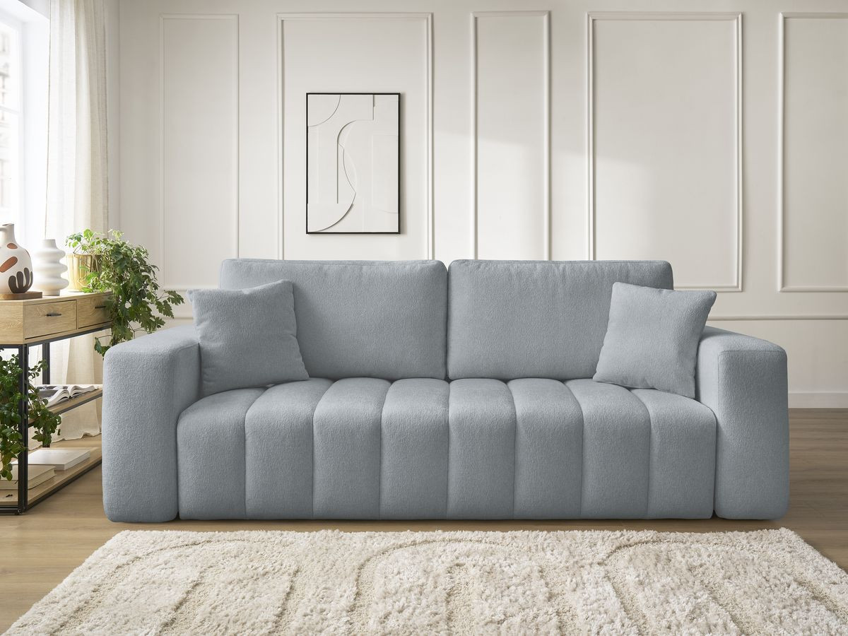 Canapé droit convertible 4 places MAXENCE chiné bleu — vue 5