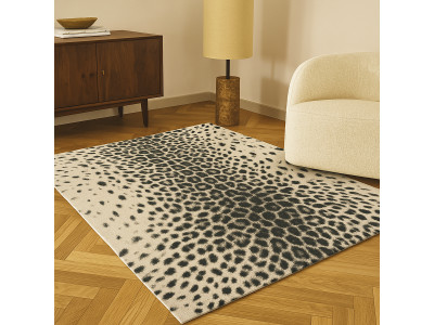 Tapis poils ras MERYL motif léopard
