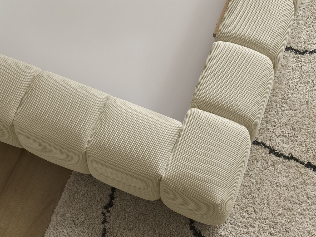 Canapé d'angle fixe EVEREST tissu chiné - Orange - Angle droit - 10 coussins