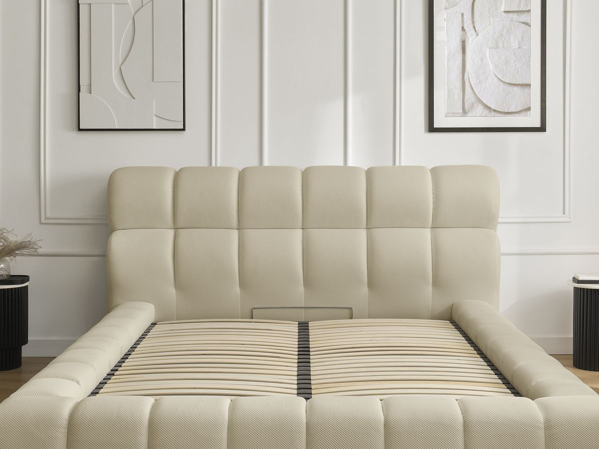 Canapé d'angle fixe EVEREST tissu chiné - Orange - Angle droit - 10 coussins