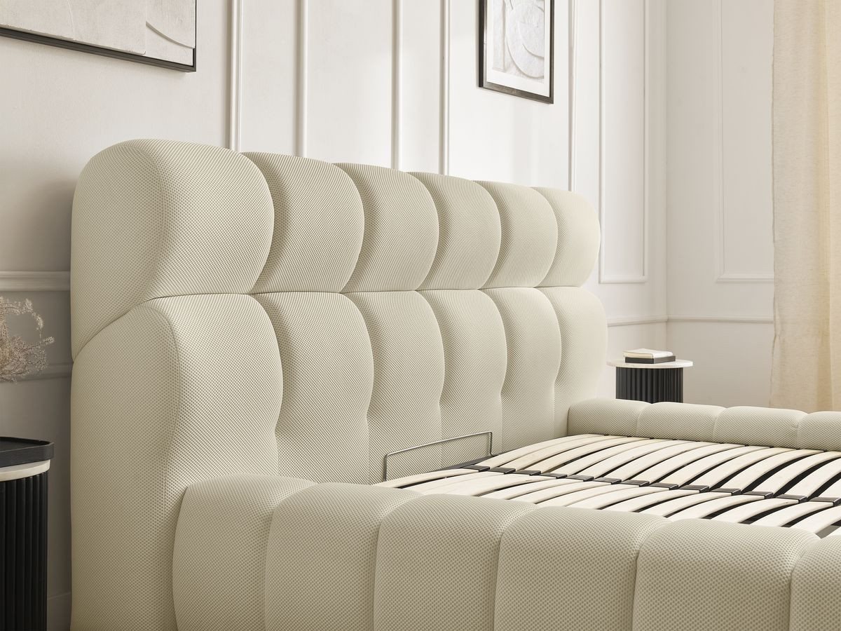 Canapé d'angle fixe EVEREST tissu chiné - Orange - Angle droit - 10 coussins
