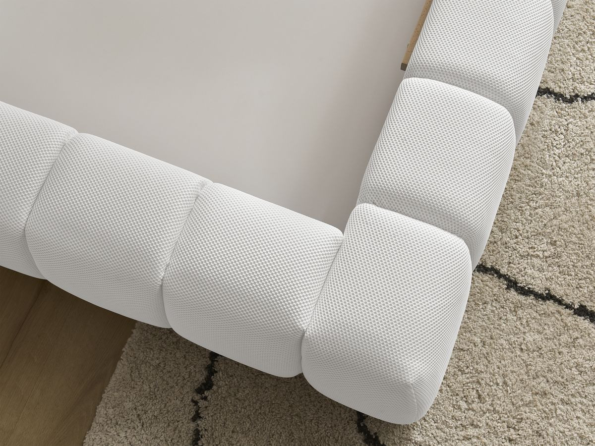 Canapé d'angle fixe EVEREST tissu chiné - Orange - Angle droit - 10 coussins