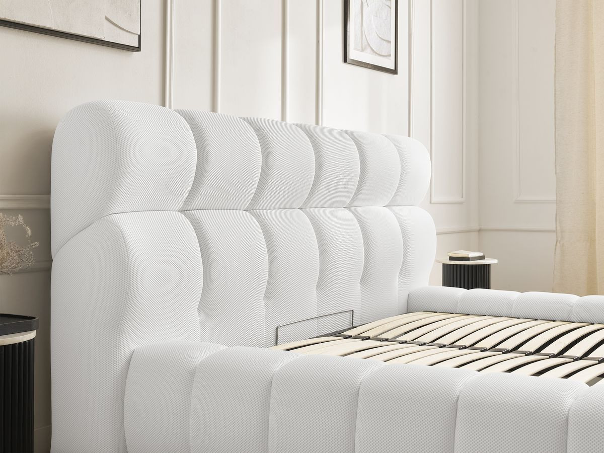 Canapé d'angle fixe EVEREST tissu chiné - Orange - Angle droit - 10 coussins