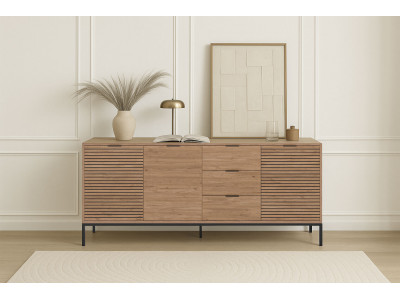 Buffet 3 portes 3 tiroirs 180 cm AGATHE effet chêne
