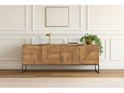 Buffet 4 portes 210 cm NAOMIE bois massif d'acacia