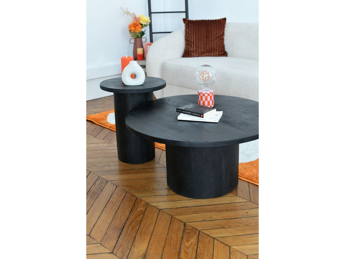 Salontafel D.40 cm GIGI massief zwart mangohout
