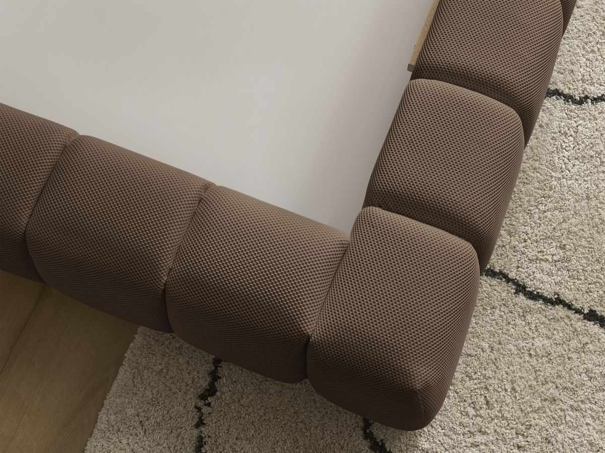 Canapé d'angle fixe EVEREST tissu chiné - Orange - Angle droit - 10 coussins