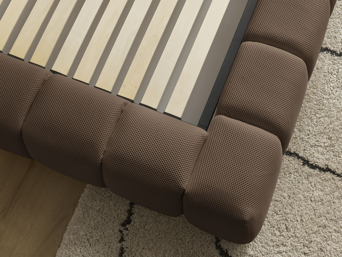 Canapé d'angle fixe EVEREST tissu chiné - Orange - Angle droit - 10 coussins