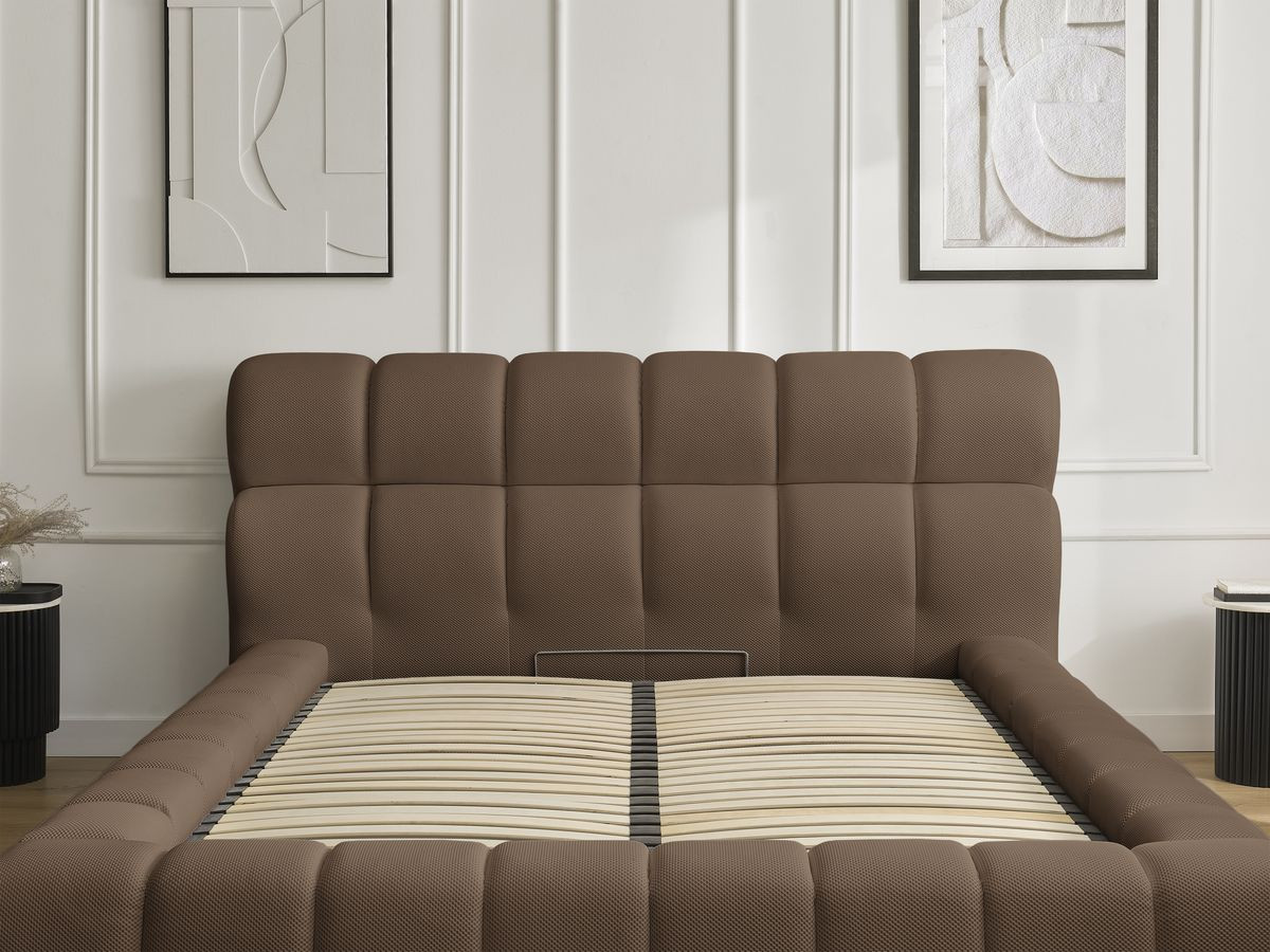 Canapé d'angle fixe EVEREST tissu chiné - Orange - Angle droit - 10 coussins