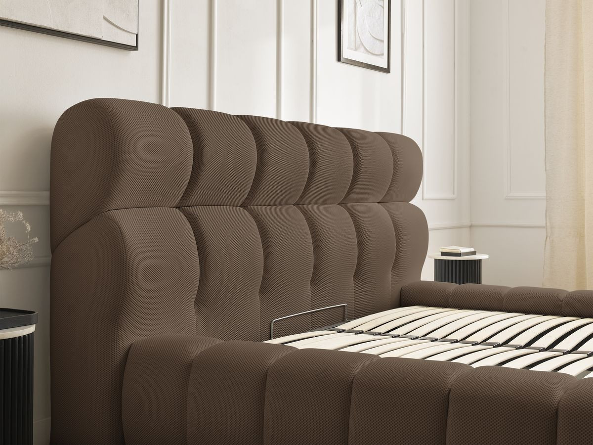 Canapé d'angle fixe EVEREST tissu chiné - Orange - Angle droit - 10 coussins