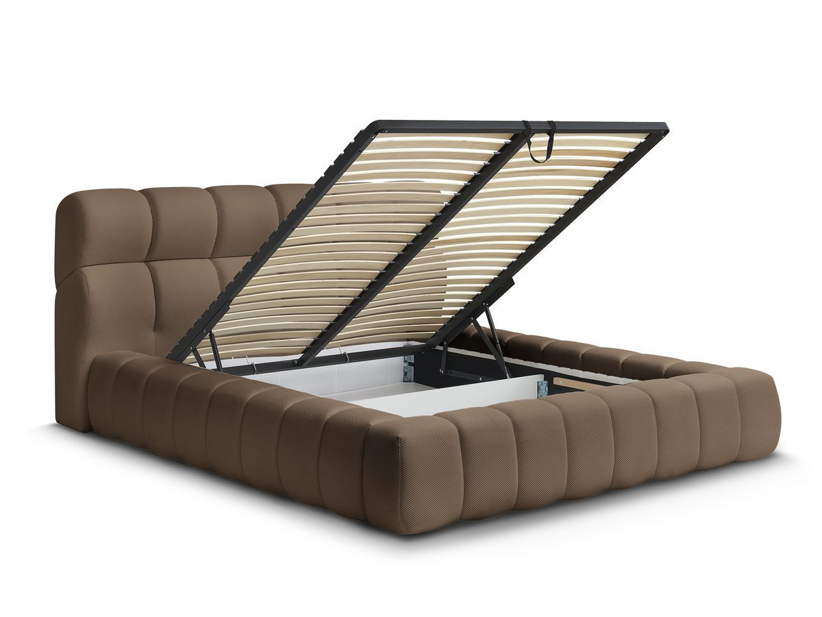 Canapé d'angle fixe EVEREST tissu chiné - Orange - Angle droit - 10 coussins