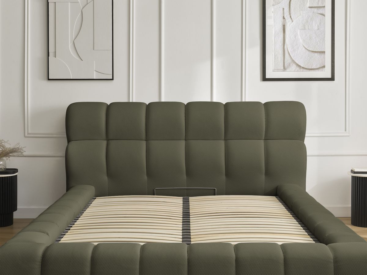 Canapé d'angle fixe EVEREST tissu chiné - Orange - Angle droit - 10 coussins