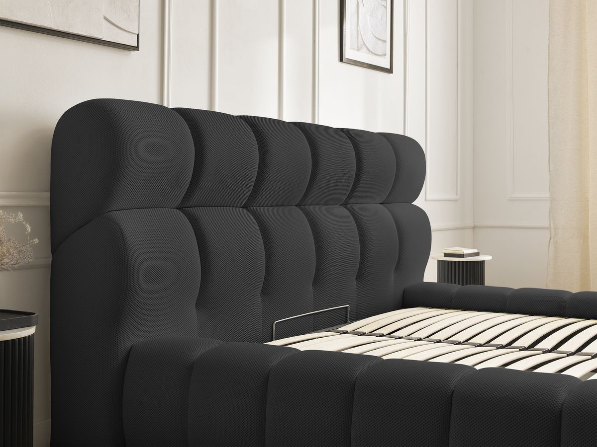 Canapé d'angle fixe EVEREST tissu chiné - Orange - Angle droit - 10 coussins