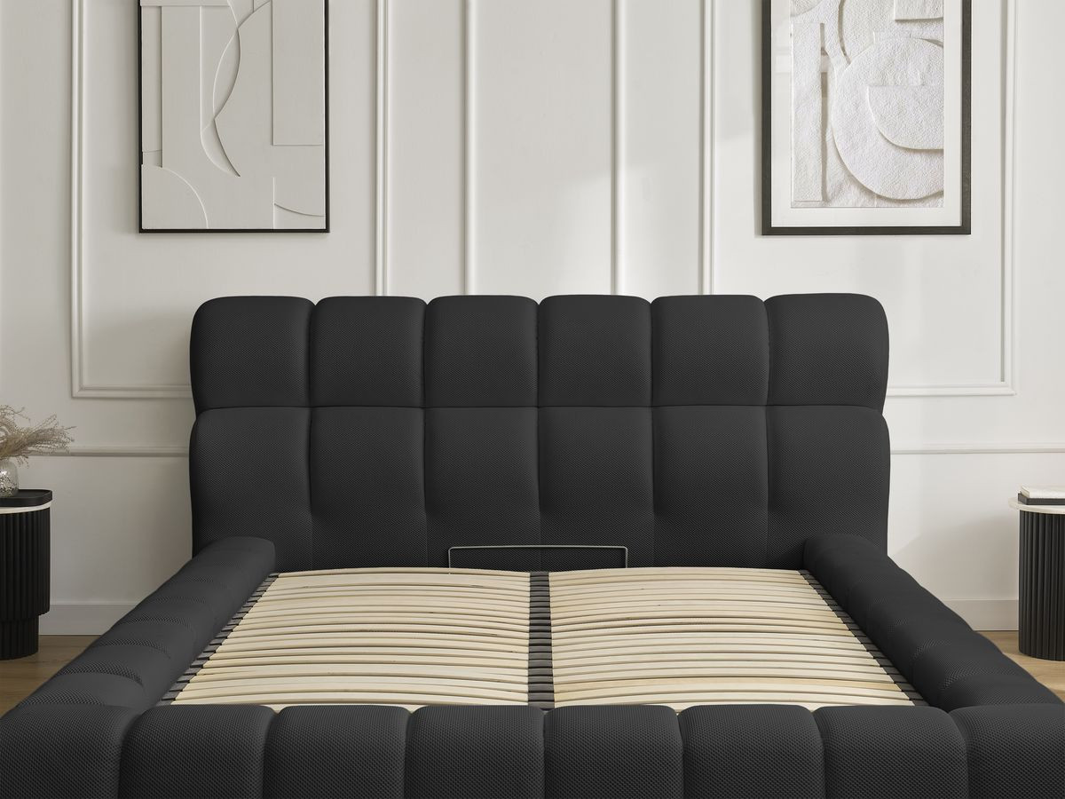 Canapé d'angle fixe EVEREST tissu chiné - Orange - Angle droit - 10 coussins