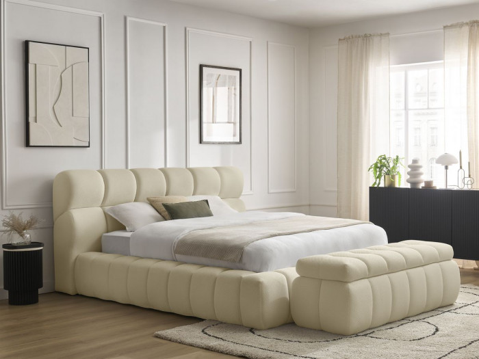 Lit coffre MONT-BLANC + Bout de lit MONT-BLANC tissu mesh