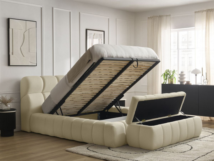 Lit coffre MONT-BLANC + Bout de lit MONT-BLANC tissu mesh