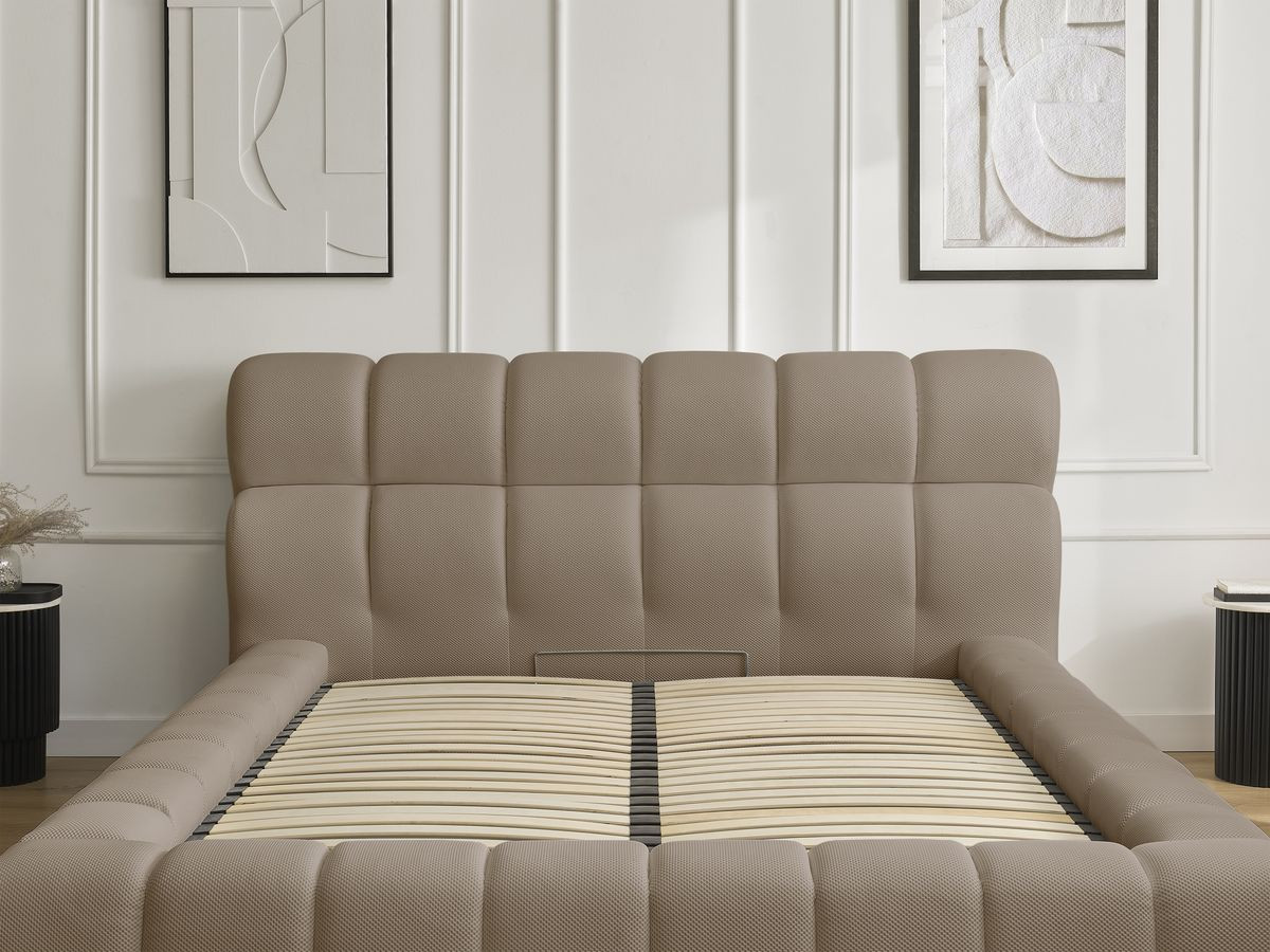 Canapé d'angle fixe EVEREST tissu chiné - Orange - Angle droit - 10 coussins