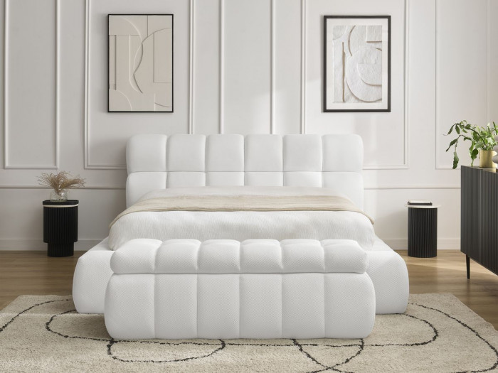 Lit coffre MONT-BLANC + Bout de lit MONT-BLANC tissu mesh