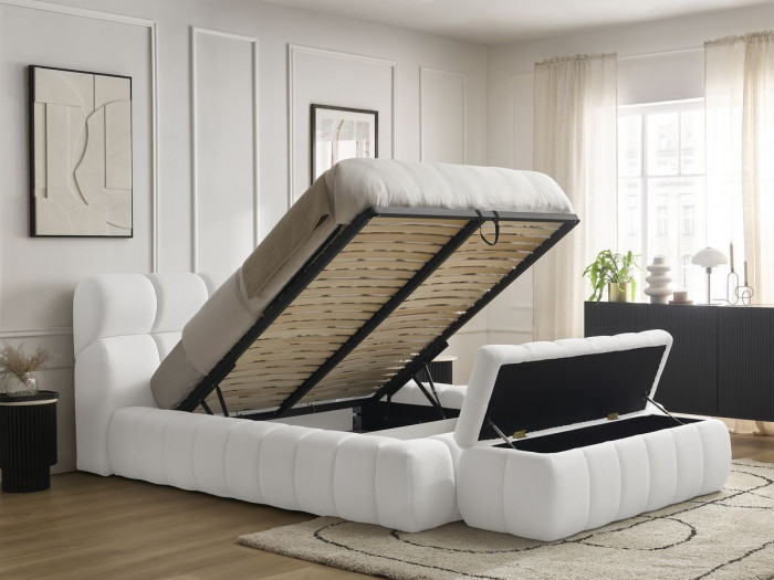 Lit coffre MONT-BLANC + Bout de lit MONT-BLANC tissu mesh