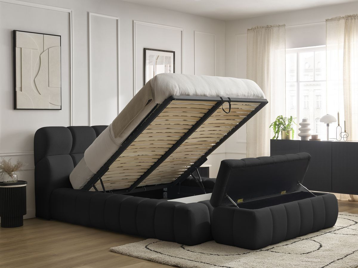 Lit coffre MONT-BLANC + Bout de lit MONT-BLANC tissu mesh