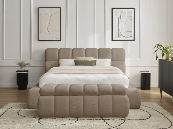 Lit coffre MONT-BLANC + Bout de lit MONT-BLANC tissu mesh