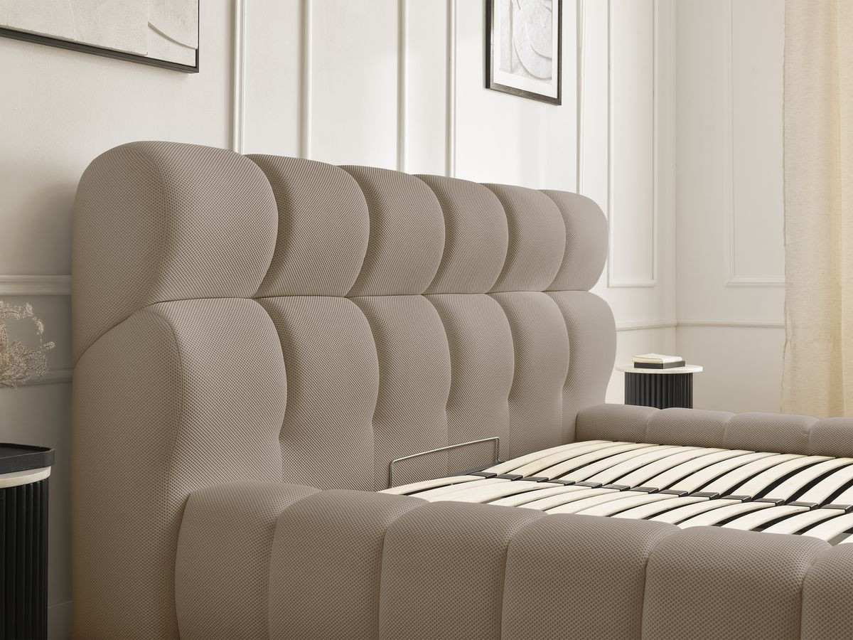 Canapé d'angle fixe EVEREST tissu chiné - Orange - Angle droit - 10 coussins