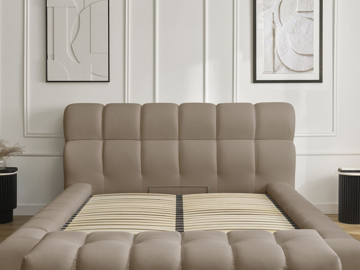 Canapé d'angle fixe EVEREST tissu chiné - Orange - Angle droit - 10 coussins
